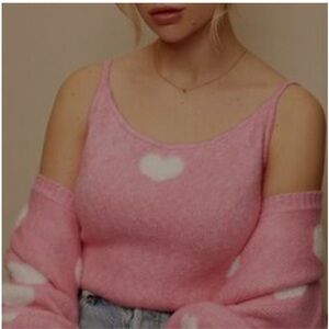PacSun Lottie Moss Pink Fuzzy Heart Crop Top